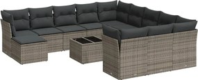 vidaXL Set mobilier de grădină cu perne, 13 piese, gri, poliratan