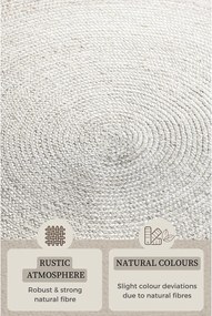 Covor alb reversibil/țesut manual rotund din iută ø 140 cm Braided – Hanse Home