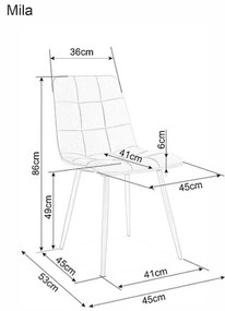 Scaun de sufragerie din catifea portocalie MILA cu picioare negre