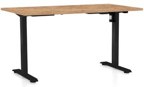 Masă înălțime reglabilă OfficeTech A, 120 x 80 cm, picioare negre, stejar kraft