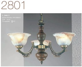 Candelabru rustic cu 3 brate design italian din alama cu lemn 2801