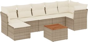 vidaXL Set canapele de grădină, 8 piese, cu perne, bej, poliratan