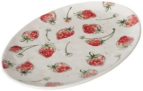 Farfuria ceramica Strawberry, model cu capsuni, 39 x 31 cm