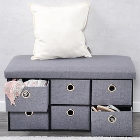 Kesper 15950 Comodă tapițată cu 6 sertare, grideschis, 76 x 38 x 38 cm