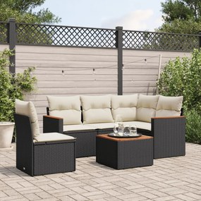 3225979 vidaXL Set mobilier de grădină cu perne, 6 piese, negru, poliratan