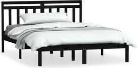 vidaXL Cadru pat, negru, 140x190 cm, lemn masiv de pin