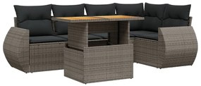 3272187 vidaXL Set mobilier grădină cu perne, 6 piese, gri, poliratan