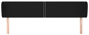 Tablie de pat cu aripioare negru 183x23x78 88 cm textil 1, Negru, 183 x 23 x 78 88 cm