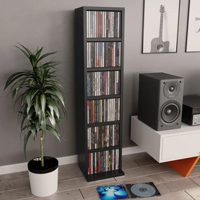 800352 vidaXL Dulap CD-uri, negru, 21x20x88 cm, lemn compozit
