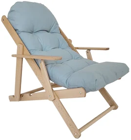 HOMCOM Fotoliu Fotoliu de salon pliabil și reglabil din lemn Fotoliu relax confortabil cu pernă capitonată groasă | Aosom Romania
