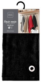 Prosop negru din bumbac din frotir 50x50 cm Cuistot – douceur d'intérieur