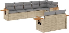 vidaXL Set canapele de grădină, 8 piese, cu perne, bej, poliratan