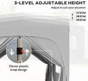 Outsunny Pavilion Pliabil cu Ferestre Laterale și Geantă de Transport, 300x300x273 cm, Gri Deschis | Aosom Romania