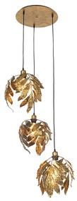 Lampă suspendată vintage auriu antic rotundă cu 3 lumini - Linden