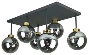 Lustră aplicată DEA 6xE14/60W/230V negru/auriu/negru fumuriu
