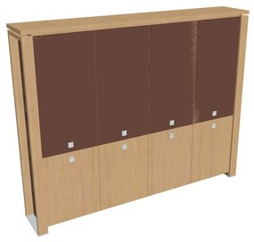 Dulap înalt Verno+ 260 x 46 x 210 cm, uși combinate, stejar deschis / maro
