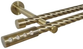 Galerie dubla twist picior universal fara inele prindere perete allure 19/19 mm aur antic (Alege marime: 280 cm)