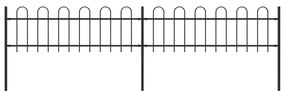Gard de gradina cu varf curbat, negru, 3,4 x 0,6 m, otel 1, 0.6 m, 3.4 m