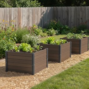 Strat înălțat BASE PLANT, 61x61x46cm, maro natural Prosperplast