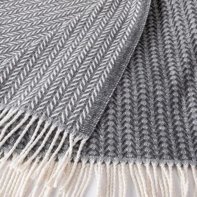 VIALMAN Pled cu franjuri LADA gri închis 150 x 200 cm