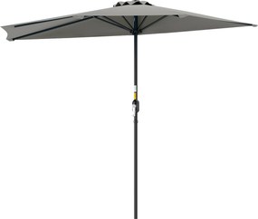 Outsunny Umbrela Semicirculara de Perete pentru Gradina cu Deschidere cu Manivela din Poliester, Gri 269x138x236cm | Aosom Romania