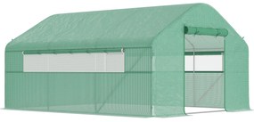 Outsunny Seră de grădină 4 x 3 x 2m cu uși rulabile și ferestre mari, seră tip tunel de grădină, verde | Aosom Romania