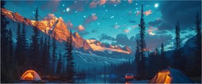 Tablou - Camping în munți (120x50 cm)