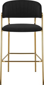 Scaun bar DASMIN TIP 2, negru/auriu, stofa catifelata/metal, 54x54x109