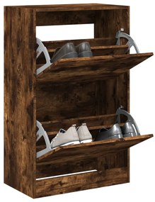 vidaXL Pantofar, stejar fumuriu, 60x34x96,5 cm, lemn compozit