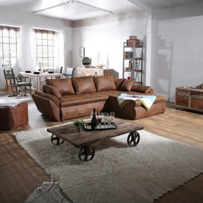 Colțar extensibil dumonde cu ladă de depozitare si sezut confortabil din spuma high-density, Loana Madagaskar Brown 270x185 cm