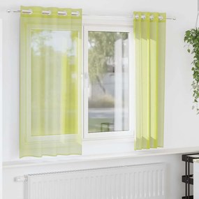 vidaXL Perdele Voile cu Oelii 2 buc Verde măr 140x140 cm