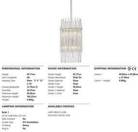Lustra suspendata LUX, design elegant, WALLIS nichel lucios, cu 6 surse de lumina