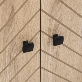 HOMCOM Bufet mobilier de depozitare 2 uși lemn și picioare din metal negru dim. 80L x 29,5l x 80H cm | Aosom Romania