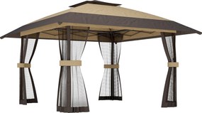 Outsunny Pavilion Pliabil Pavilion de Grădină Pop Up cu Plase de Țânțari, 4x4 m, Kaki | Aosom Romania
