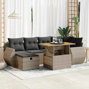 vidaXL Set canapele grădină cu perne 8 piese gri poliratan/lemn acacia