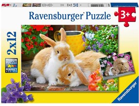 PUZZLE PORCUSOR DE GUINEA SI IEPURAS, 2X12 PIESE - RAVENSBURGER (RVSPC05144)