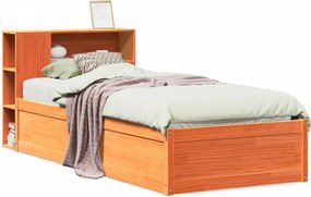 vidaXL Cadru pat fără saltea, maro ceruit, 75x190 cm, lemn masiv pin