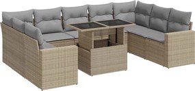 vidaXL Set canapele de grădină cu perne, 10 piese, bej, poliratan