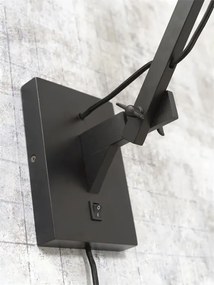 Aplica din bambus cu brat articulat Bali orizontal L negru, 60cm