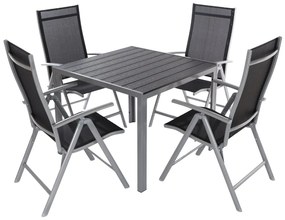Set de gradina Alvero, patrat - 4 locuri, negru/gri