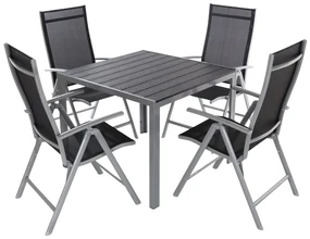 Set de gradina Alvero, patrat - 4 locuri, negru/gri