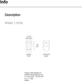 Ghiveci plante design decorativ modern exterior/interior ORIGAMI Hasu 17,8×17,8×25cm