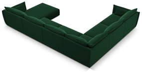 Colțar verde închis cu tapițerie din catifea (cu colț pe partea stângă, în formă de "U") Vanda – Mazzini Sofas
