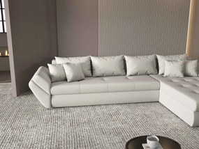 Colțar extensibil dumonde cu ladă de depozitare si sezut confortabil din spuma high-density, Loana XL Enjoy Beige II 335x185 cm