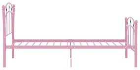 Cadru de pat, cu model de fotbal, roz, 90 x 200 cm, metal Roz