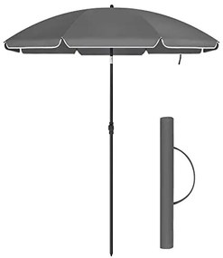 Umbrela de plaja / gradina cu sistem de inclinare, metal / textil, gri, Songmics