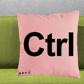 Perna Personalizata Tasta Ctrl Tipografie Bold, 40x40 cm, Roz, Husa Detasabila, Perna Inclusa, BEKZ®
