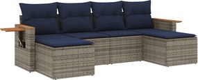 vidaXL Set canapele de grădină cu perne, 6 piese, gri, poliratan