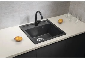 Sapho - Chiuvetă de bucătărie 53x50 cm granit/negru