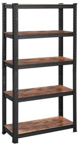 Raft de depozitare DUSTY, 5 polițe, max. 650kg, negru/maro SongmicsHome